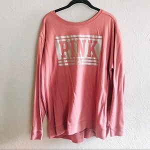 VS PINK Mauve Pink Holographic Crew Sweatshirt